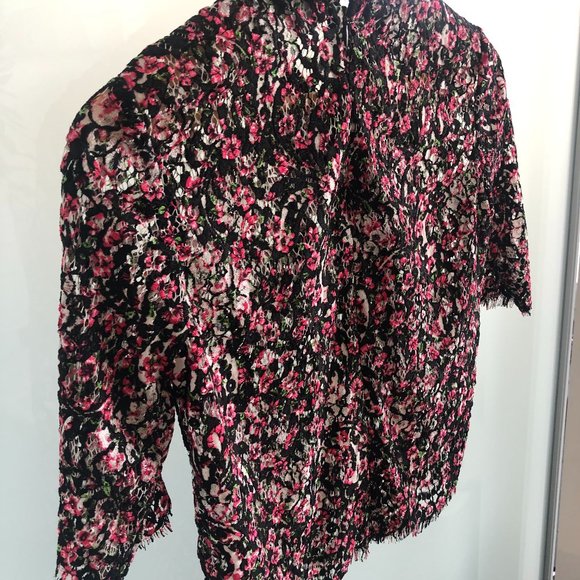 Pink and Black Floral Lace Crop Top from The Kooples. - Picture 5 of 5